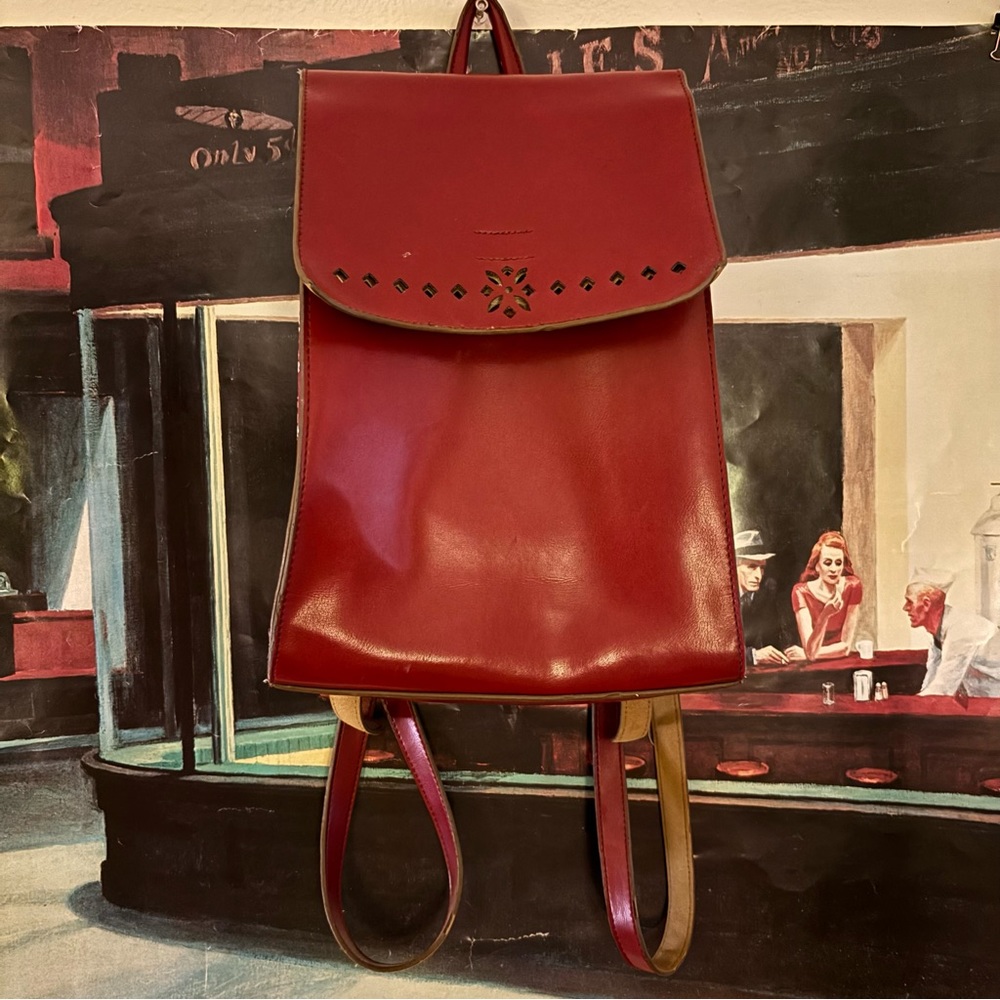 Leather/pleather backpack purse